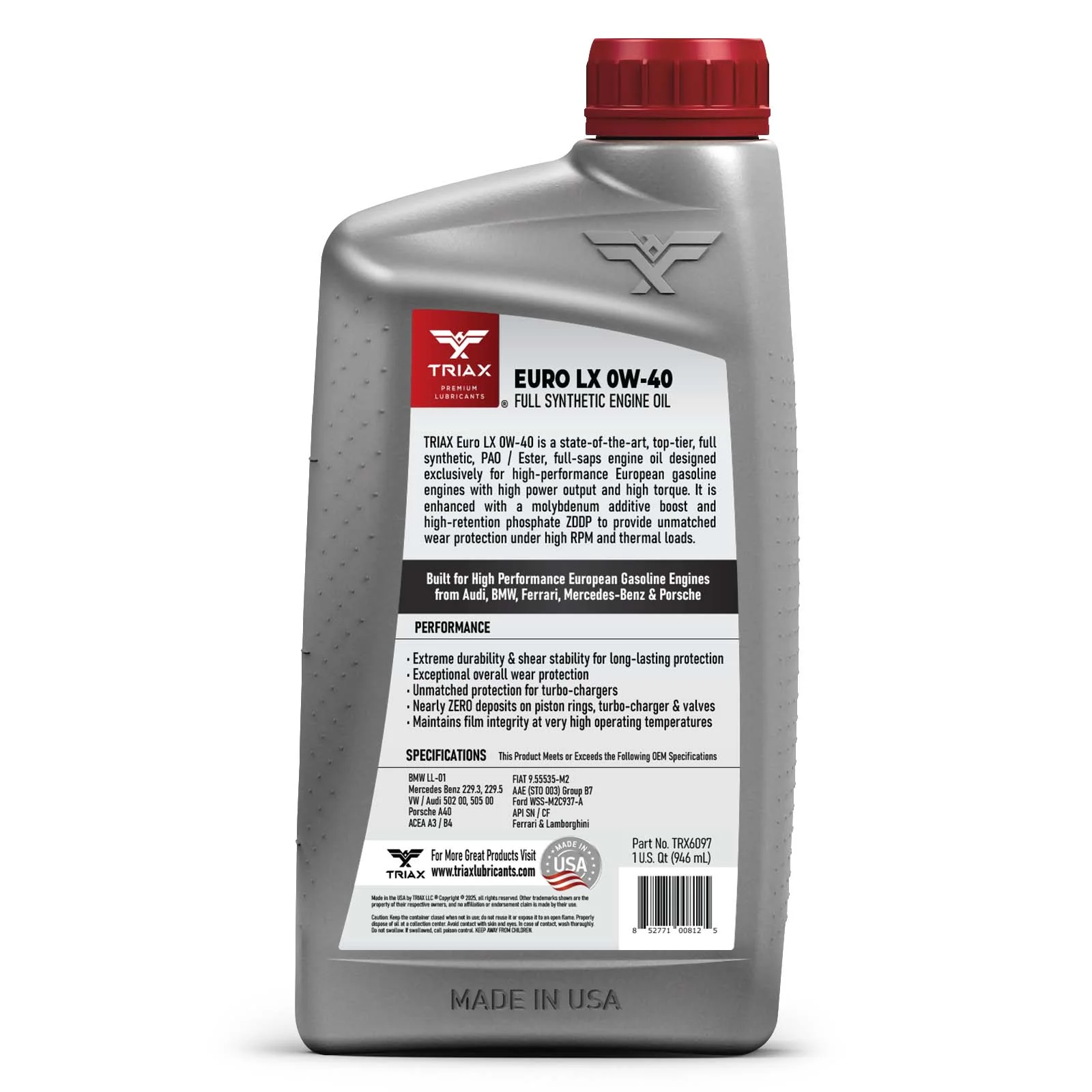 TRIAX Euro LX 0W-40 Full Synthetic - Image 9