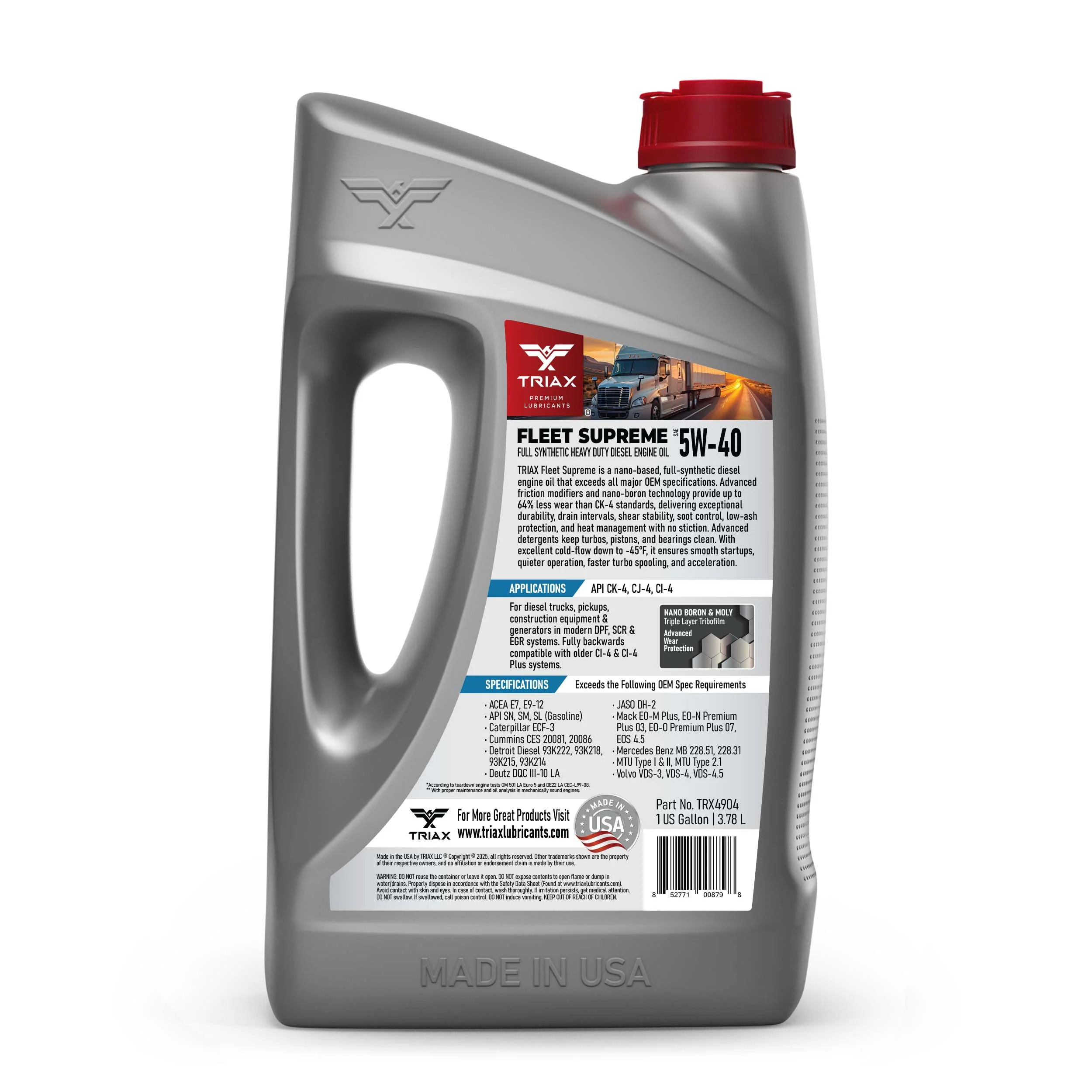 TRIAX Fleet Supreme 5W-40 Full Synthetic - Image 3