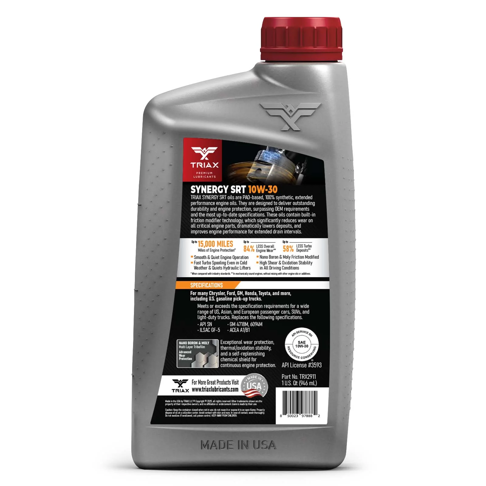 TRIAX Synergy SRT 10W-30 Full Syn - Image 10