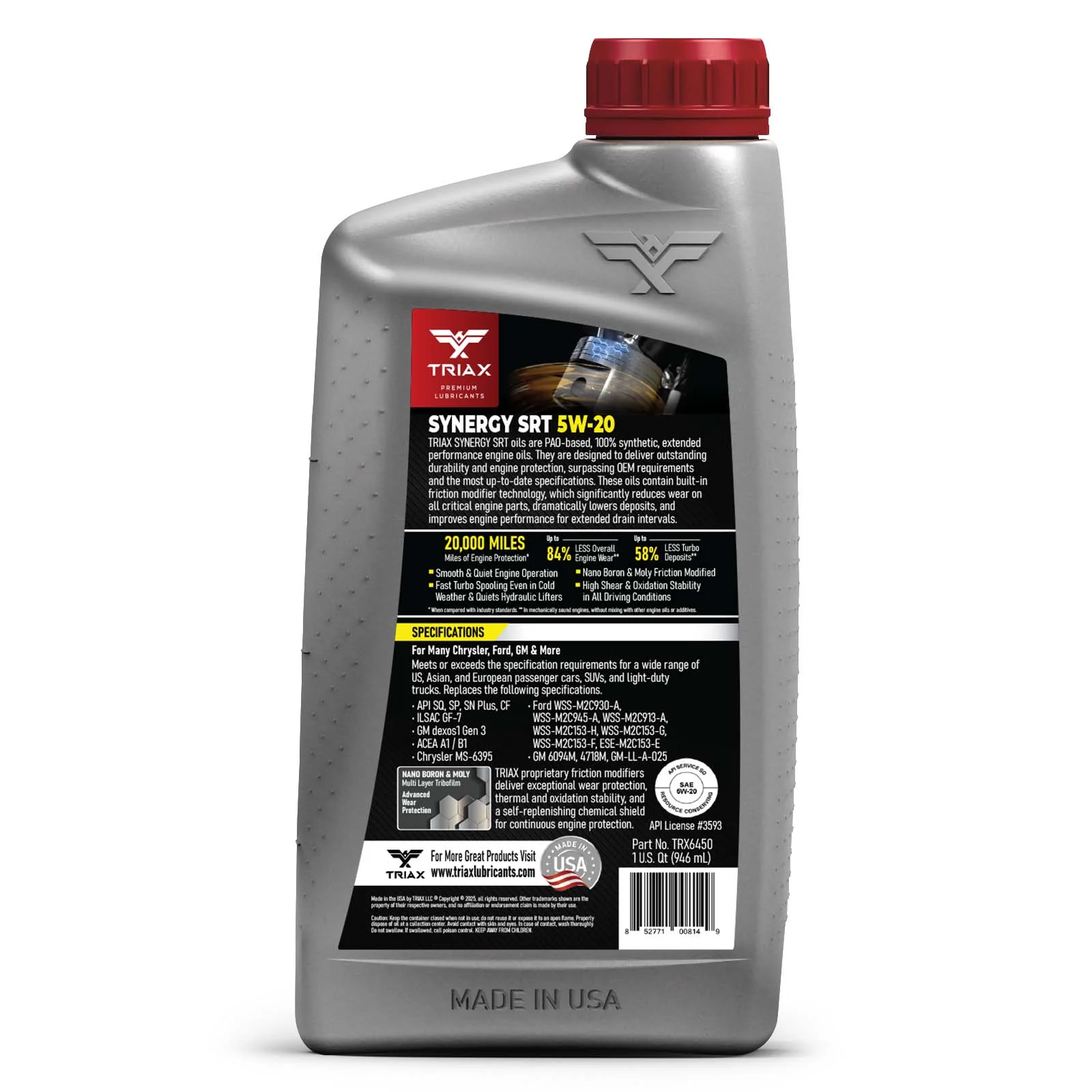 TRIAX Synergy SRT 5W-20 Full Syn - Image 3